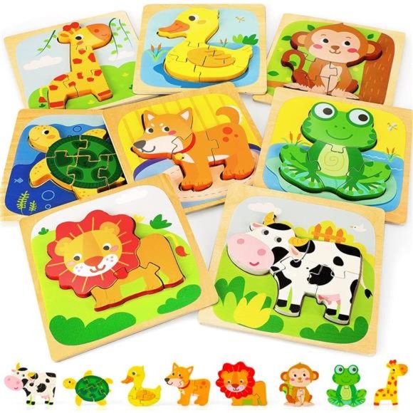Wooden Puzzles for Toddlers 1-3, Puzzle for Kid, Baby Puzzle, Montessori Toys - Picture 1 of 6